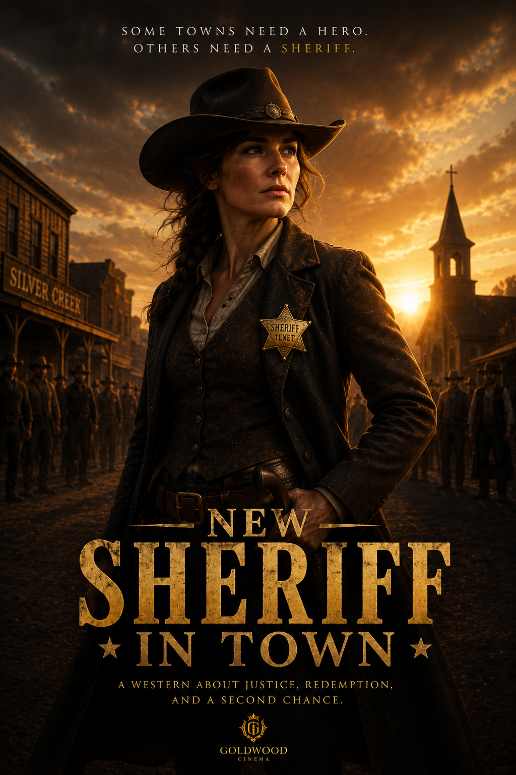 THE NEW SHERIFF IN TOWN vertical action western poster